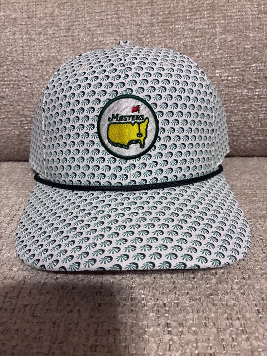 Masters Other - Masters White and Green Patterned Mesh Golf Cap with Yellow Logo